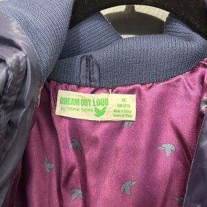 Selena Gomez  Navy Blue and Purple Puffer Jacket Lightweight